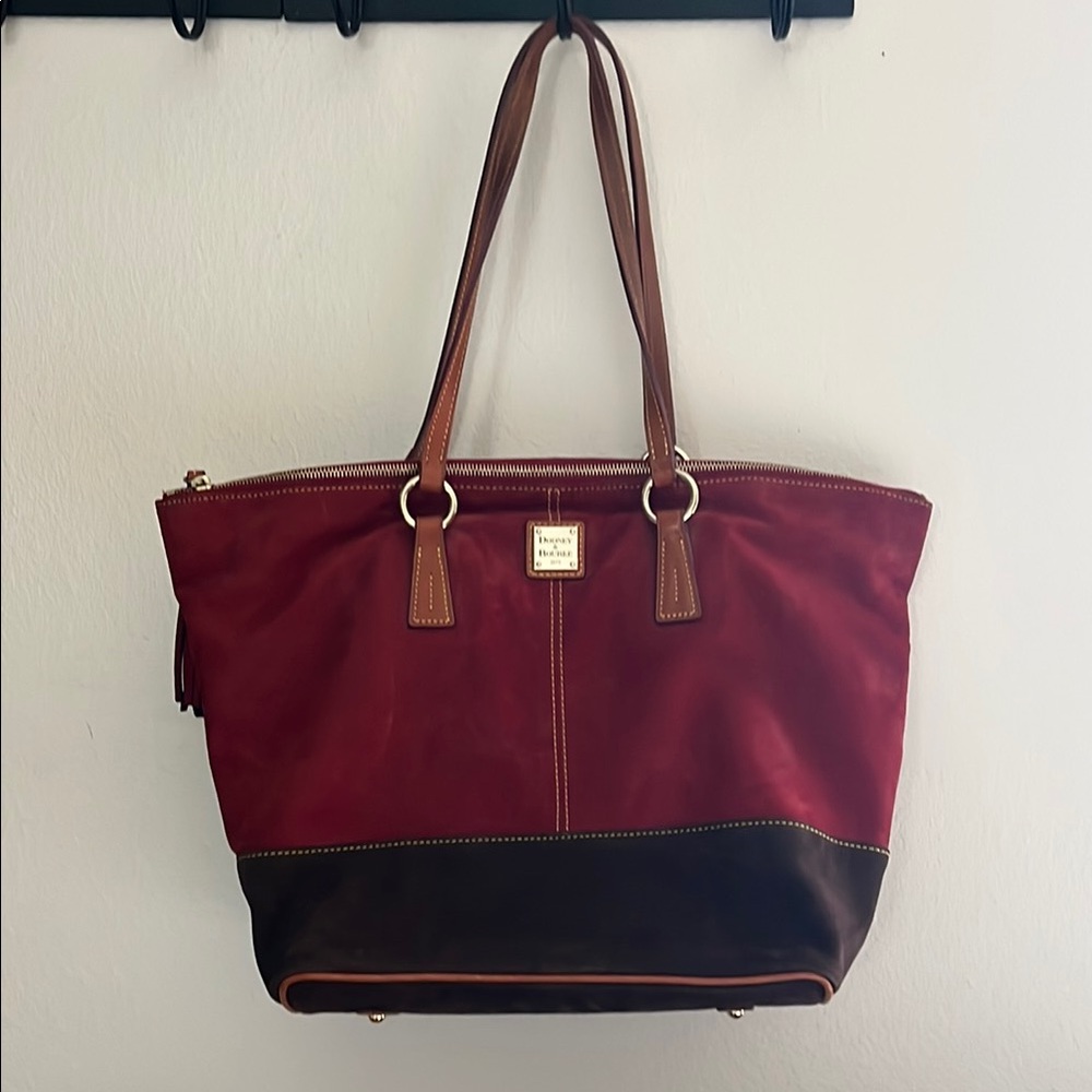 Dooney & Bourke Red and Brown Tote Bag